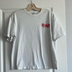 ZARA | 100% thick cotton off white Manhattan print t-shirt, size large